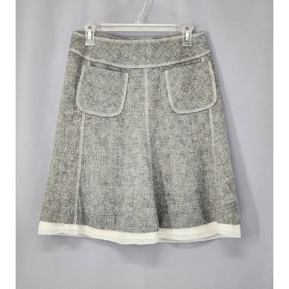 Nina Ricci Skirt Womens Size 36 (28) Gray Alpaca Lined Mini Academia Career Boho - Picture 2 of 13